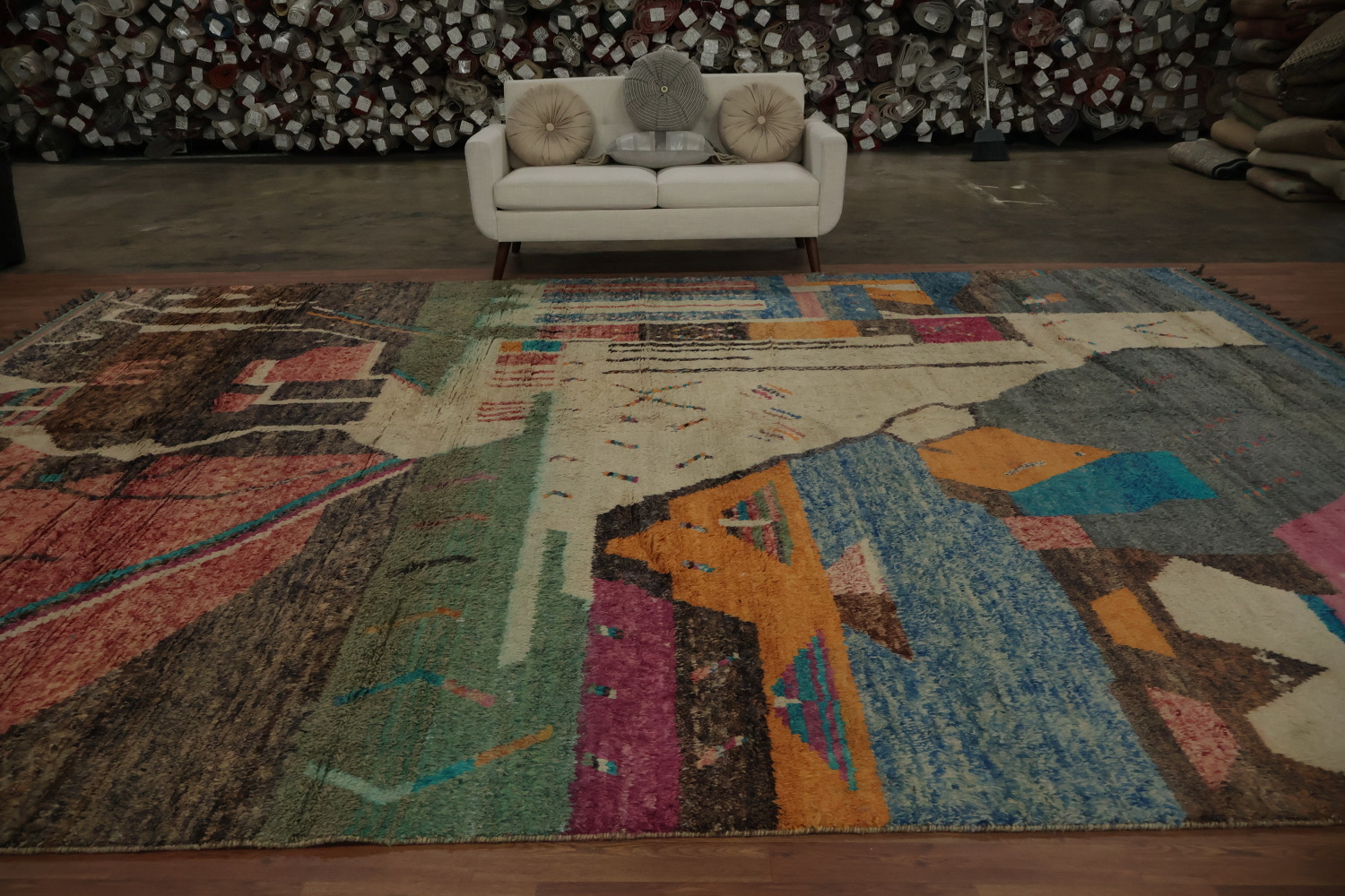 Abstract Moroccan Large Rug 12x16 with Vibrant Geometric Patterns