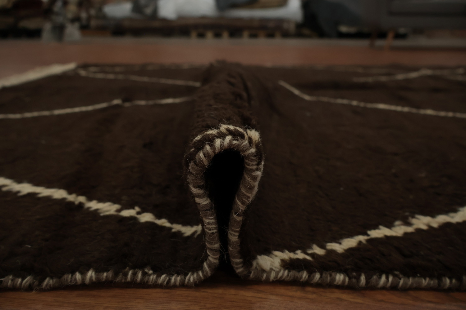 Chic Dark Brown Moroccan Area Rug 6x10 with Diamond Design