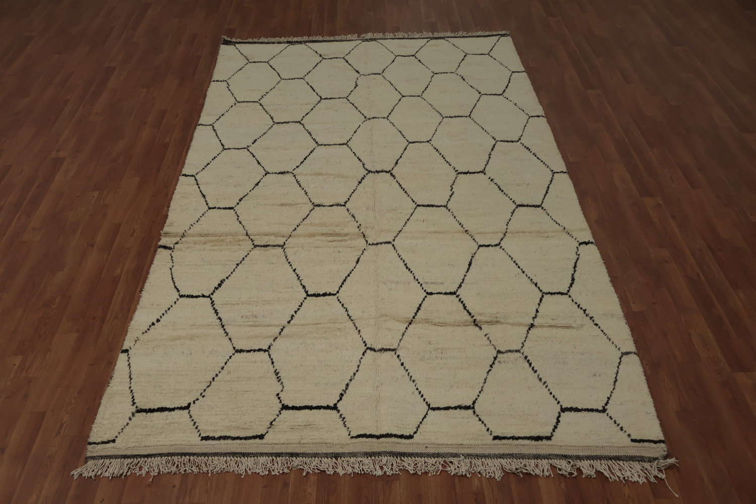 Minimalist Hexagonal Pattern Moroccan Area Rug 6x10 for Home Decor