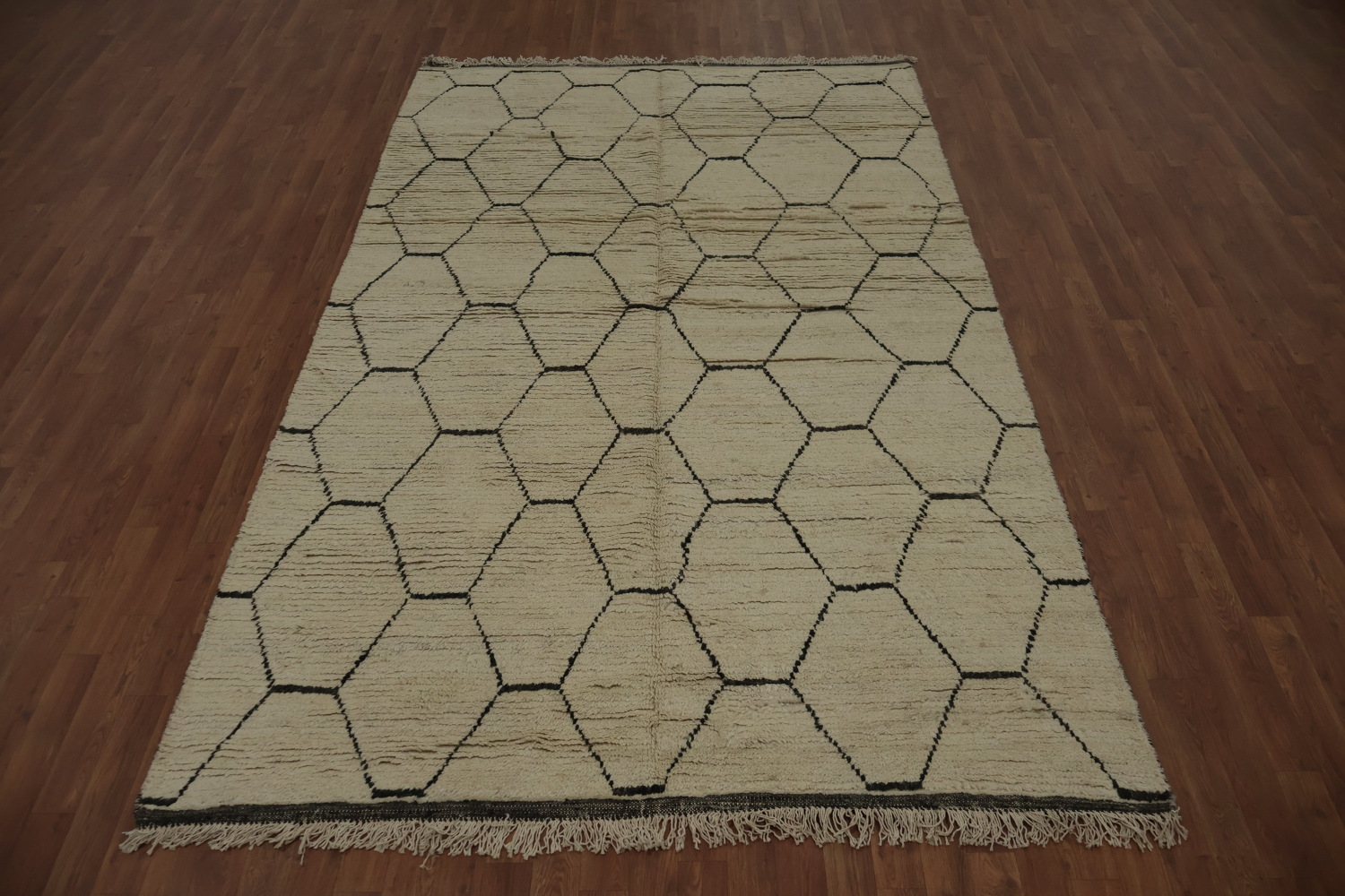 Minimalist Hexagonal Pattern Moroccan Area Rug 6x10 for Home Decor