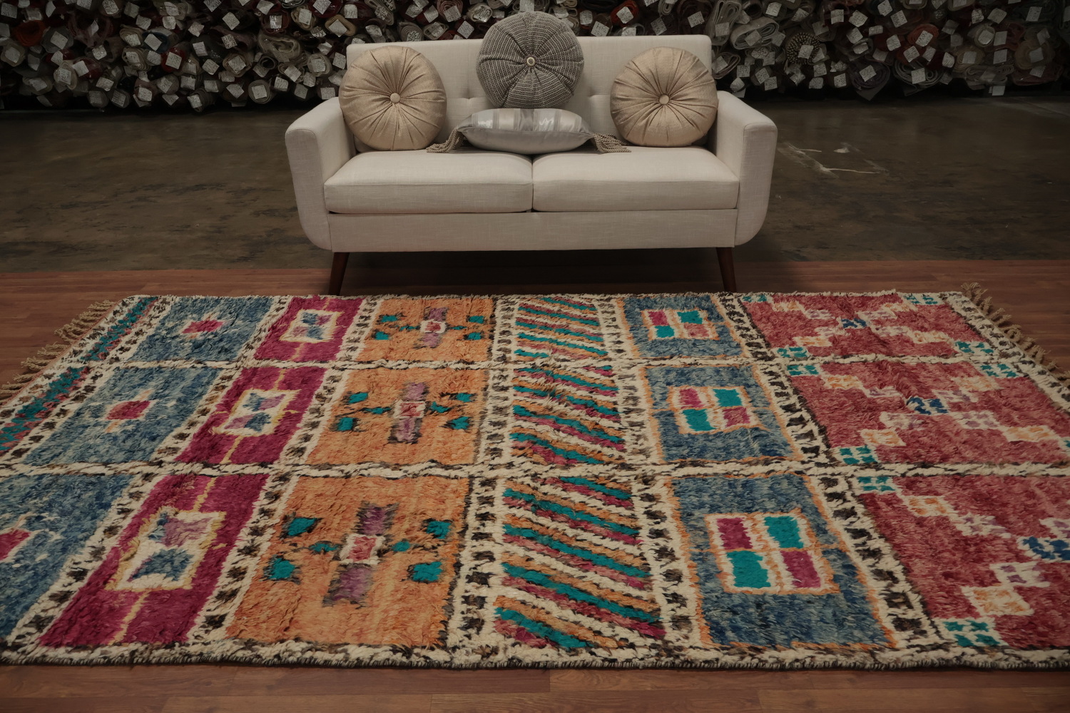 Handcrafted Moroccan Area Rug 6x10 with Symmetrical Design Details