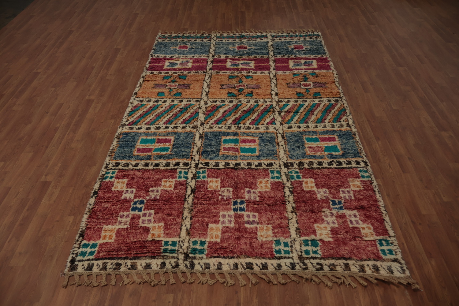 Handcrafted Moroccan Area Rug 6x10 with Symmetrical Design Details