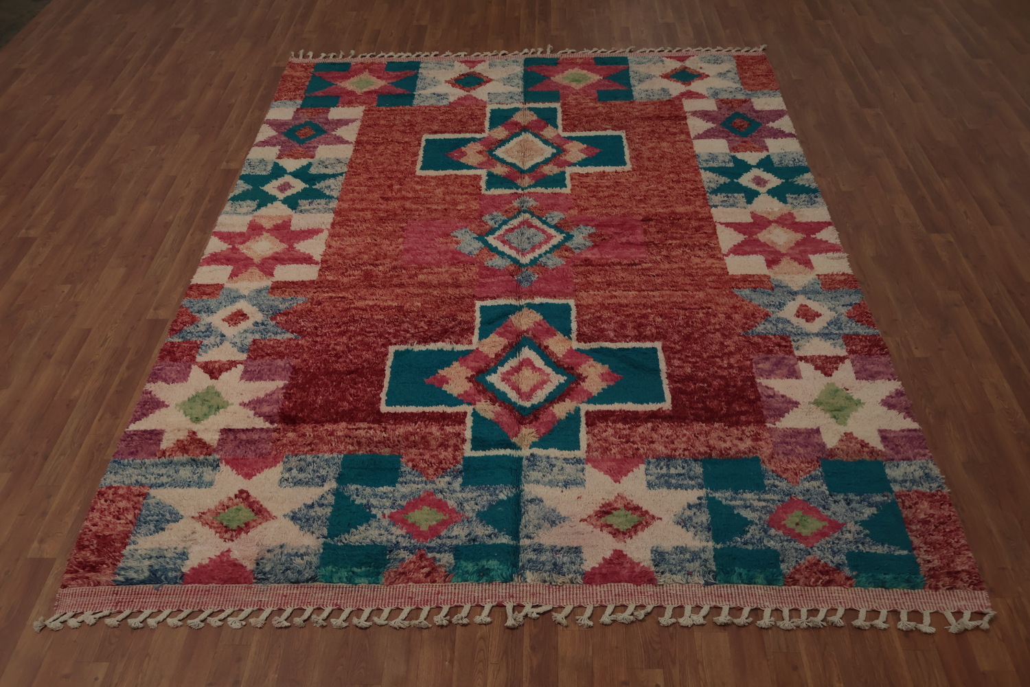 Vibrant Geometric Moroccan Area Rug 8x11 with Bold Color Accents