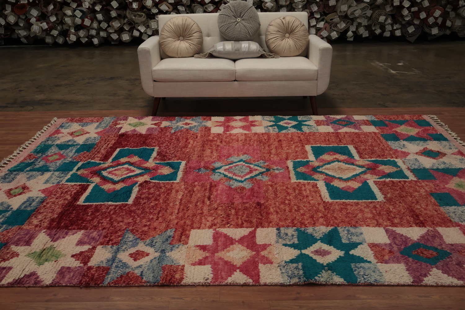 Vibrant Geometric Moroccan Area Rug 8x11 with Bold Color Accents