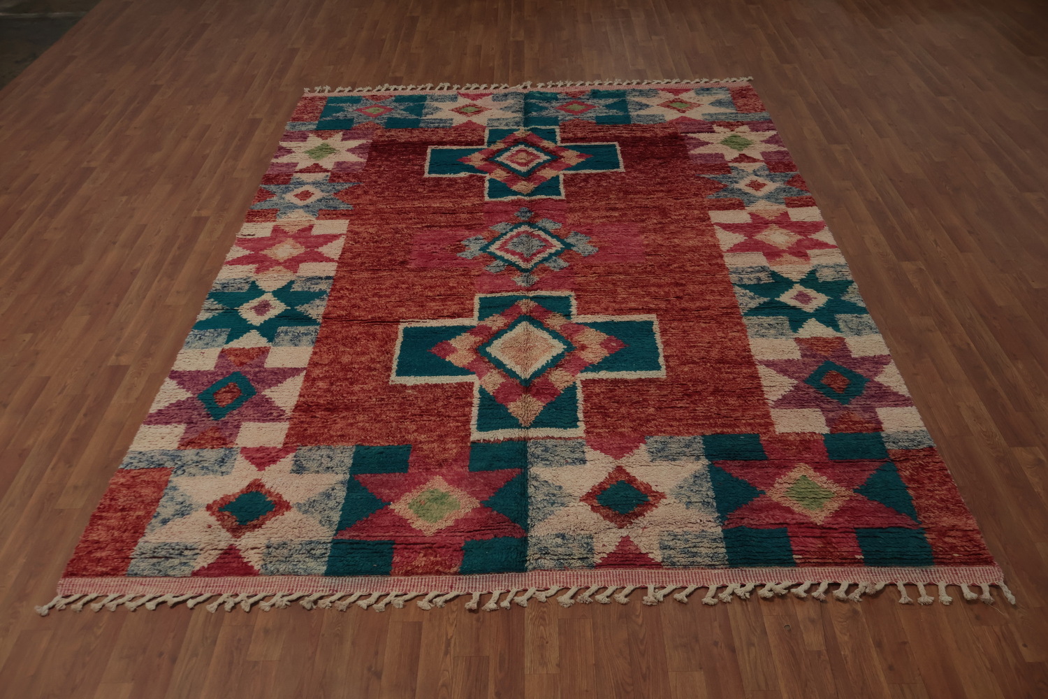 Vibrant Geometric Moroccan Area Rug 8x11 with Bold Color Accents