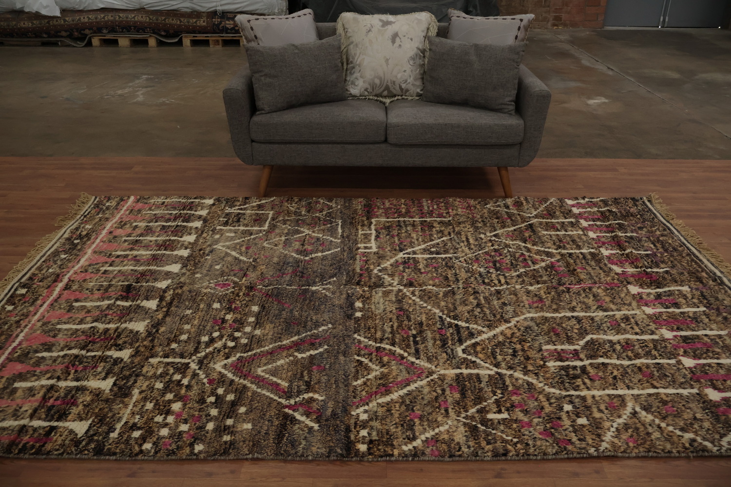 Moroccan Area Rug 6x10 Unique Geometric Design in Earthy Colors