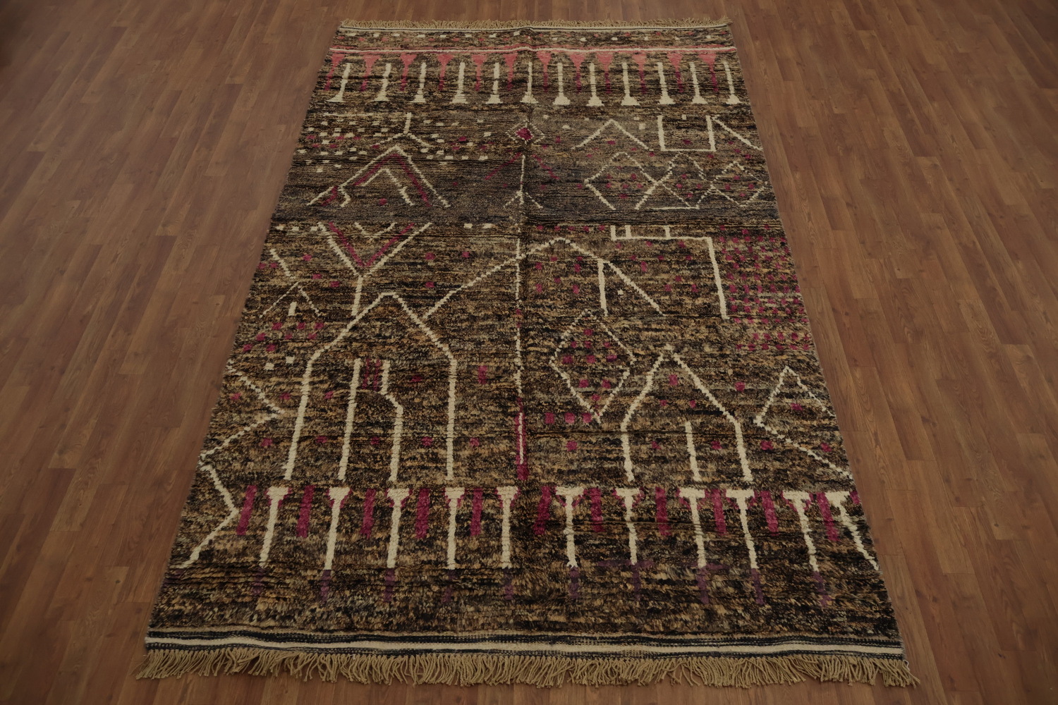 Moroccan Area Rug 6x10 Unique Geometric Design in Earthy Colors