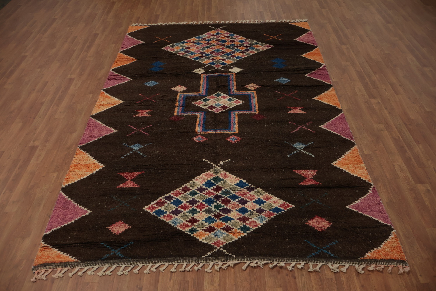 Chic Moroccan Area Rug 7x11 with Intricate and Colorful Geometry