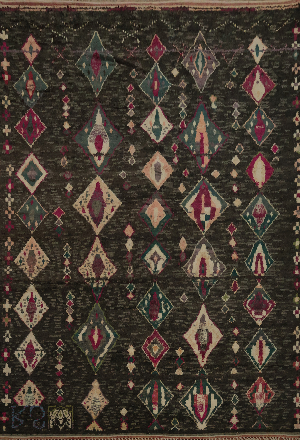 Elegant Moroccan Large Rug 12x16 with Vibrant Multi-Color Diamonds