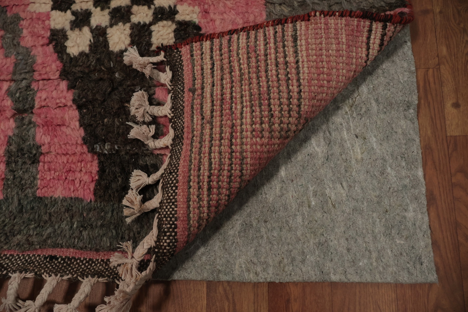 Modern Abstract Artistry in a Pink Geometric Moroccan Area Rug 8x11