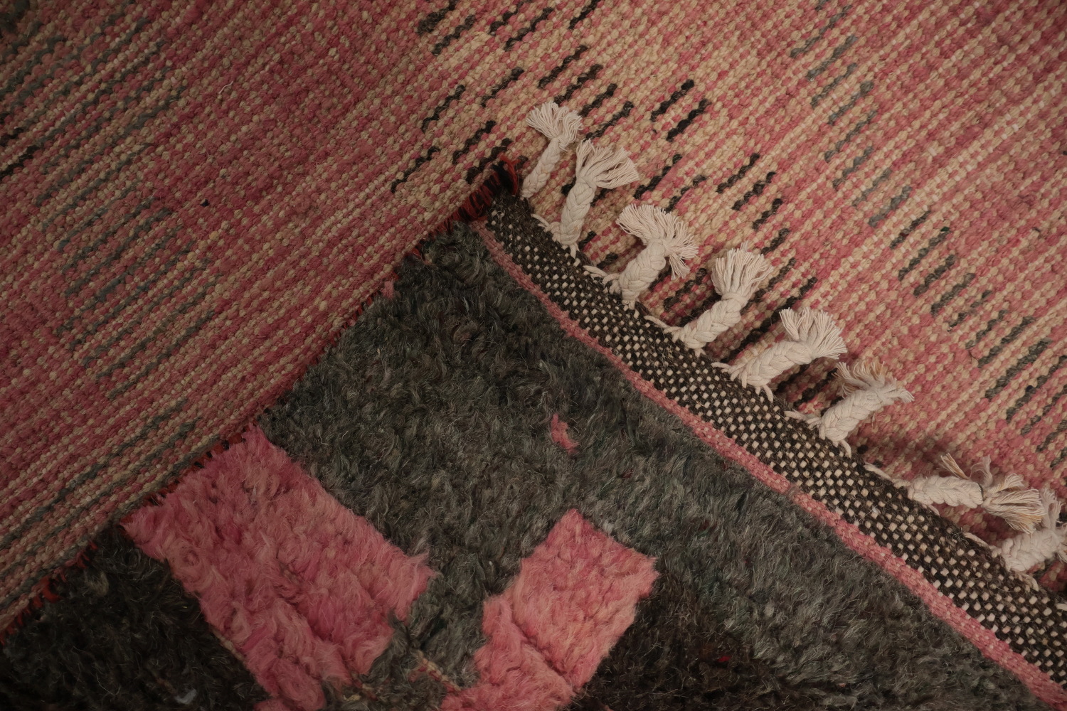 Modern Abstract Artistry in a Pink Geometric Moroccan Area Rug 8x11