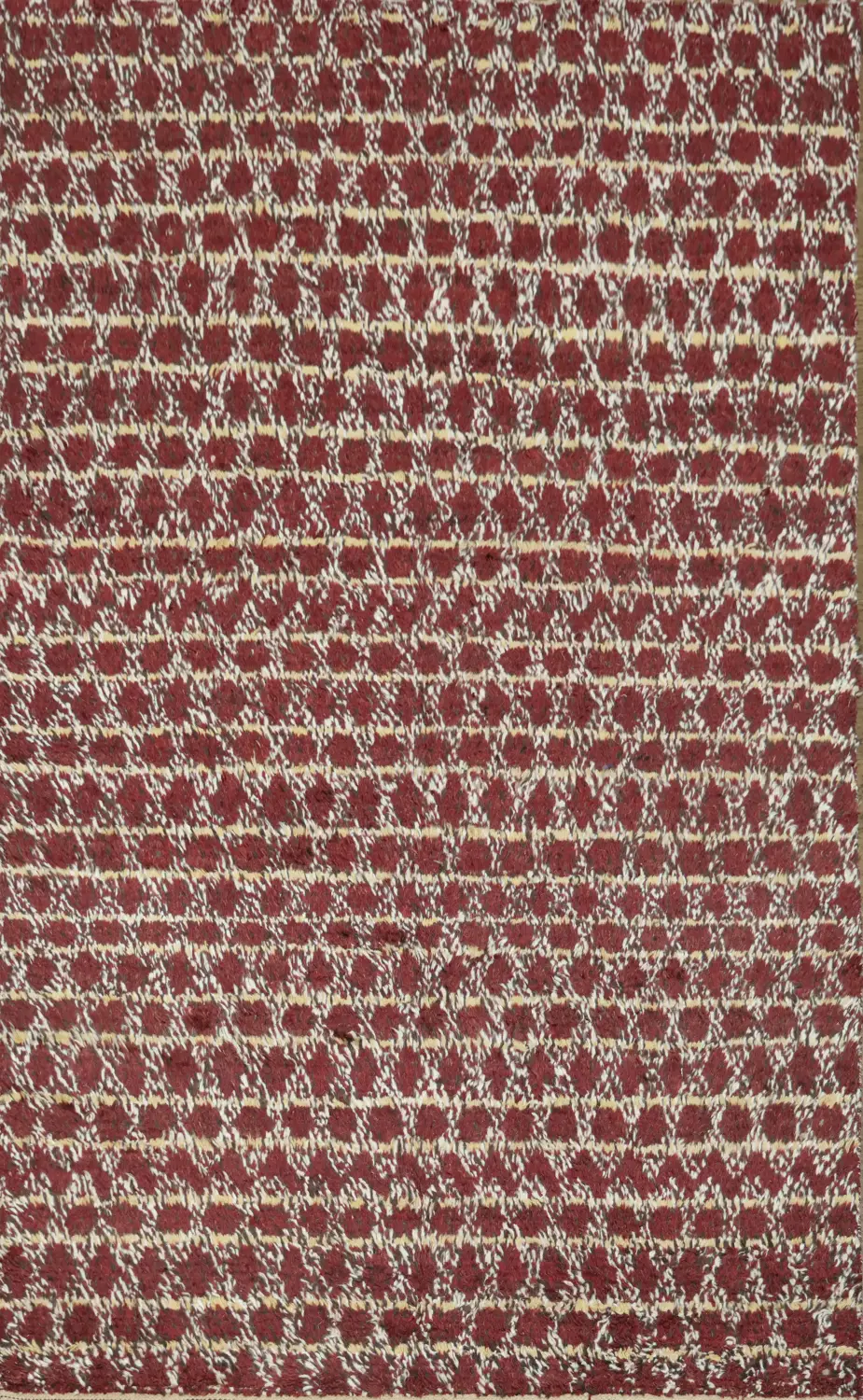 Modern Red and White Rug with Subtle Geometric Patterns 6x10