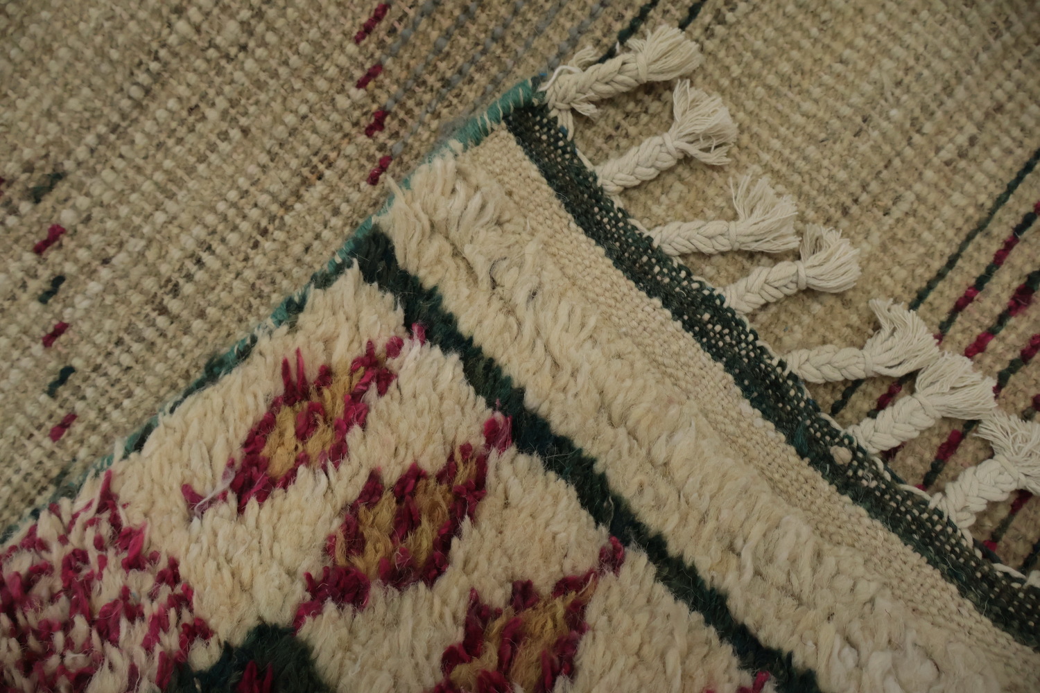 Artistic Moroccan Rug Displaying Geometric and Aviation Symbols 9x13