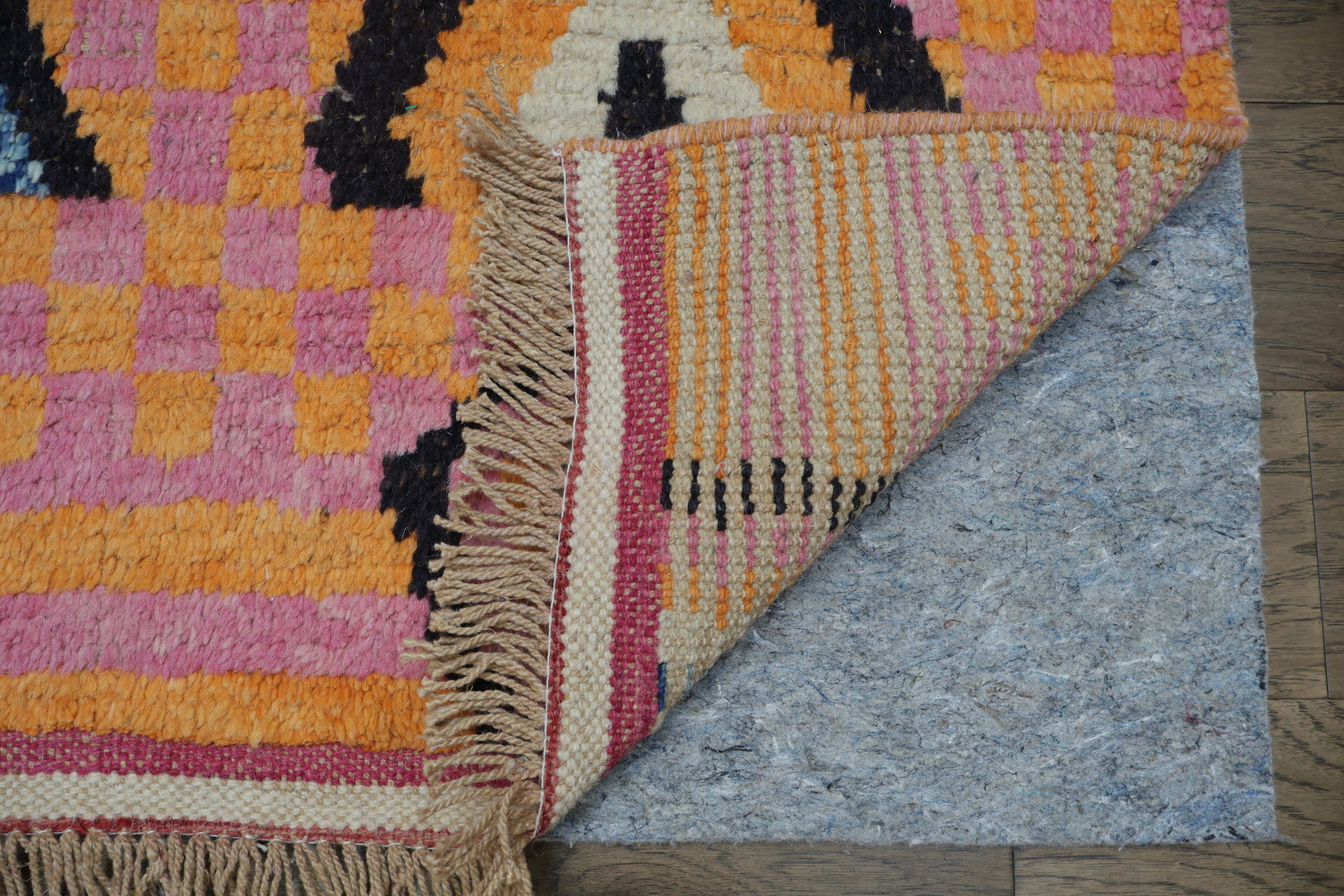Pink and Orange Abstract Moroccan Handmade Area Rug 6x10 ft