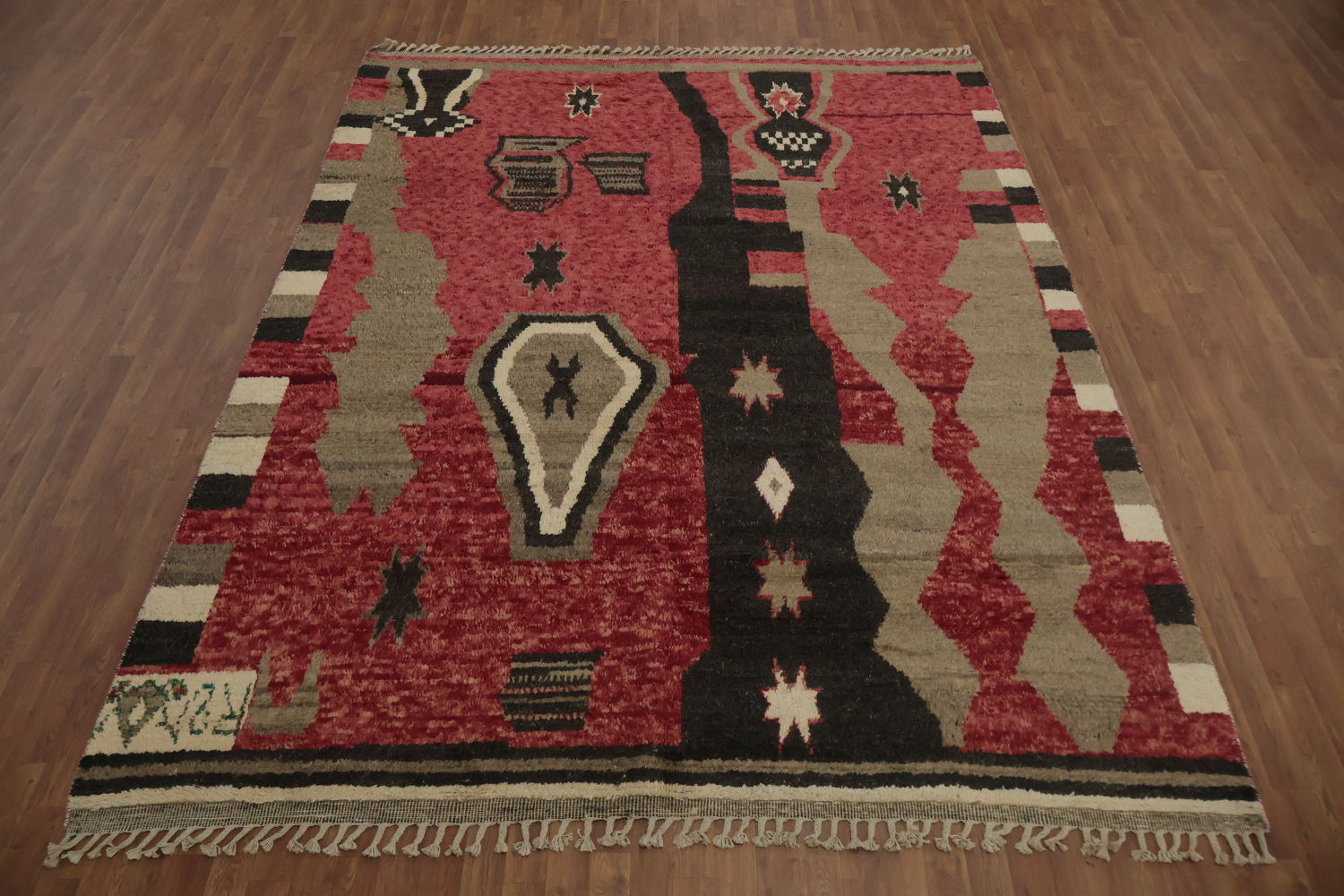 Artistic Bohemian Moroccan Area Rug 8x11 with Asymmetrical Patterns