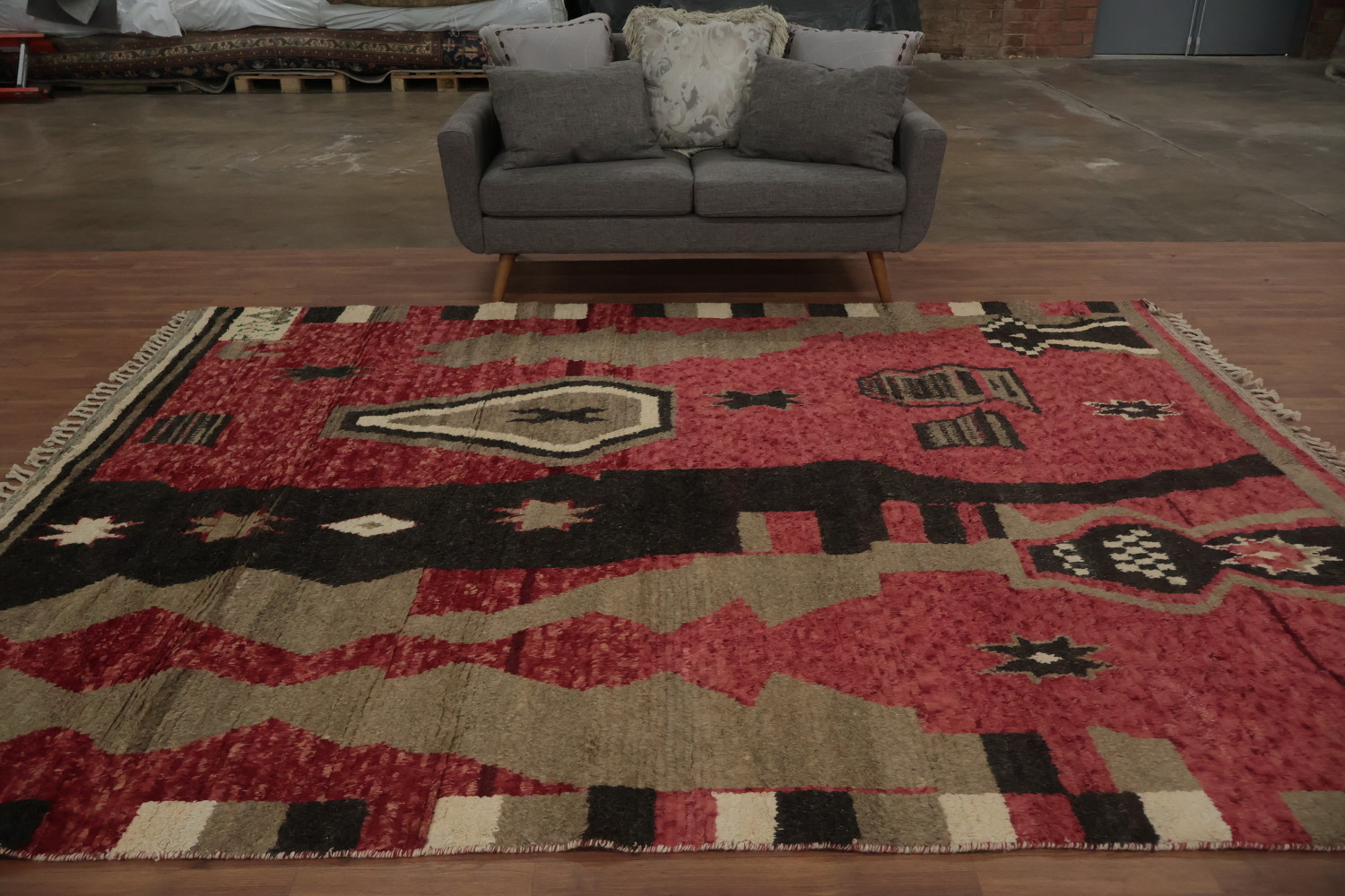 Artistic Bohemian Moroccan Area Rug 8x11 with Asymmetrical Patterns