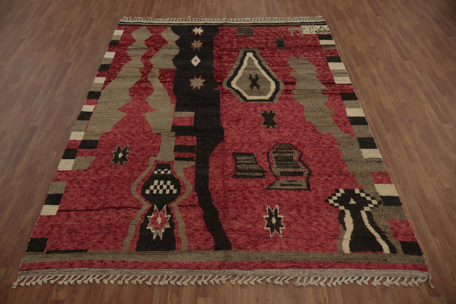 Artistic Bohemian Moroccan Area Rug 8x11 with Asymmetrical Patterns