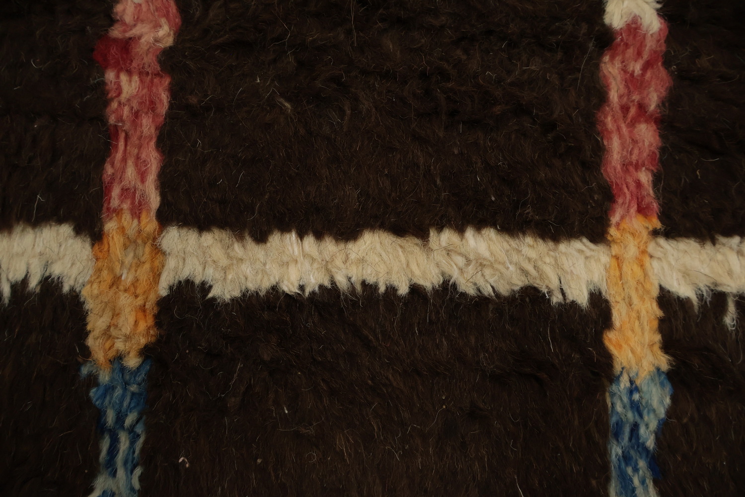Earthy Brown Moroccan Area Rug 8x10 with Lines and Colorful Touches