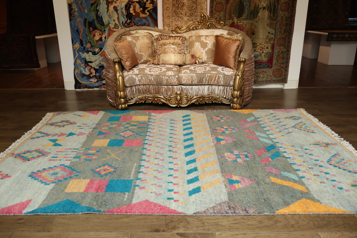 Colorful Abstract Geometric Moroccan Rug for Modern Home Decor 7x10