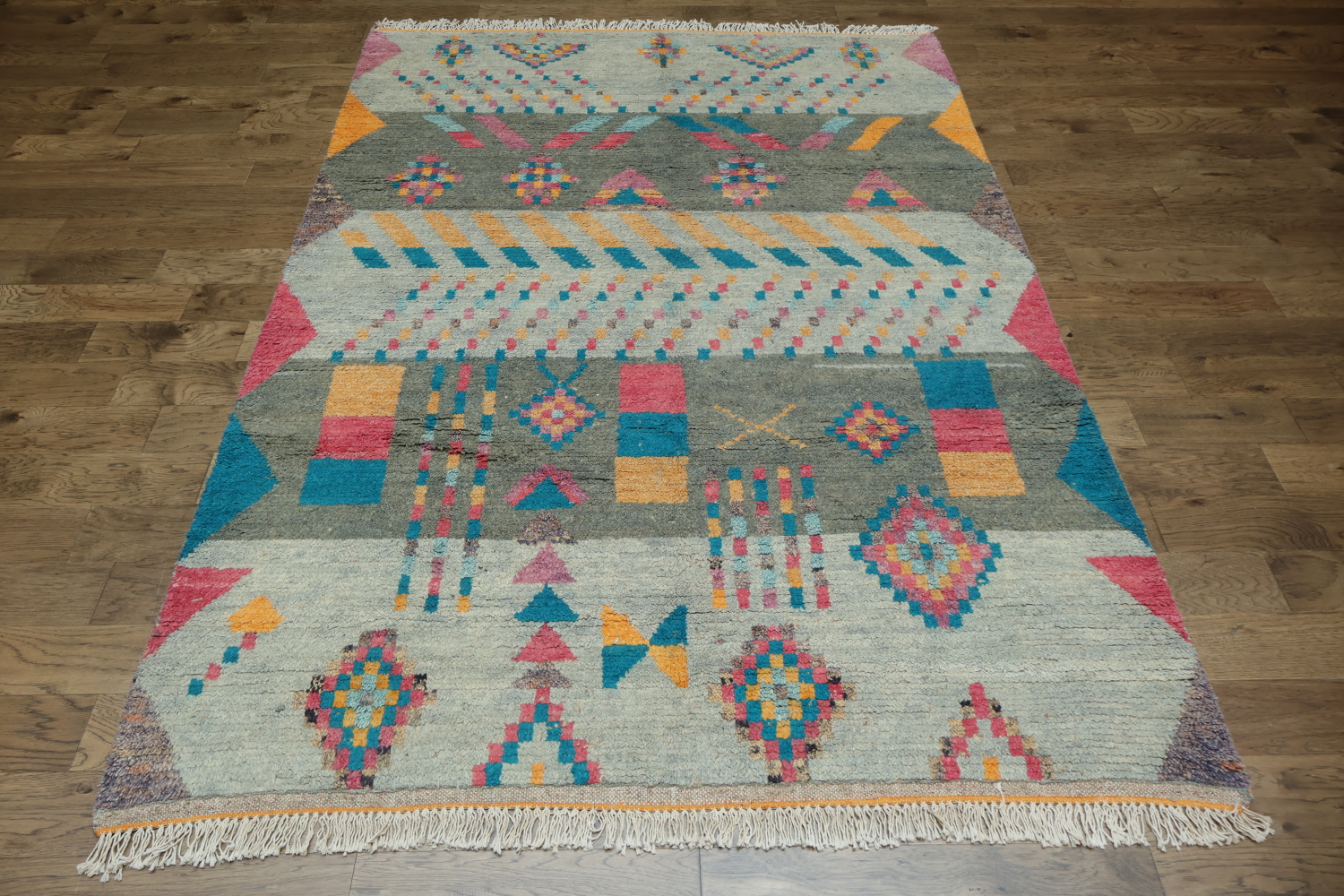 Colorful Abstract Geometric Moroccan Rug for Modern Home Decor 7x10