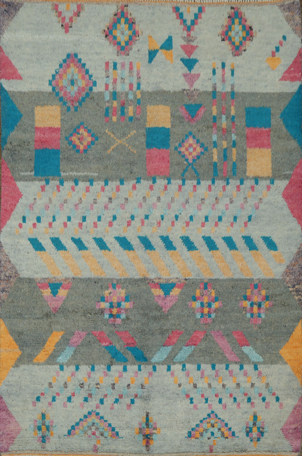 Colorful Abstract Geometric Moroccan Rug for Modern Home Decor 7x10