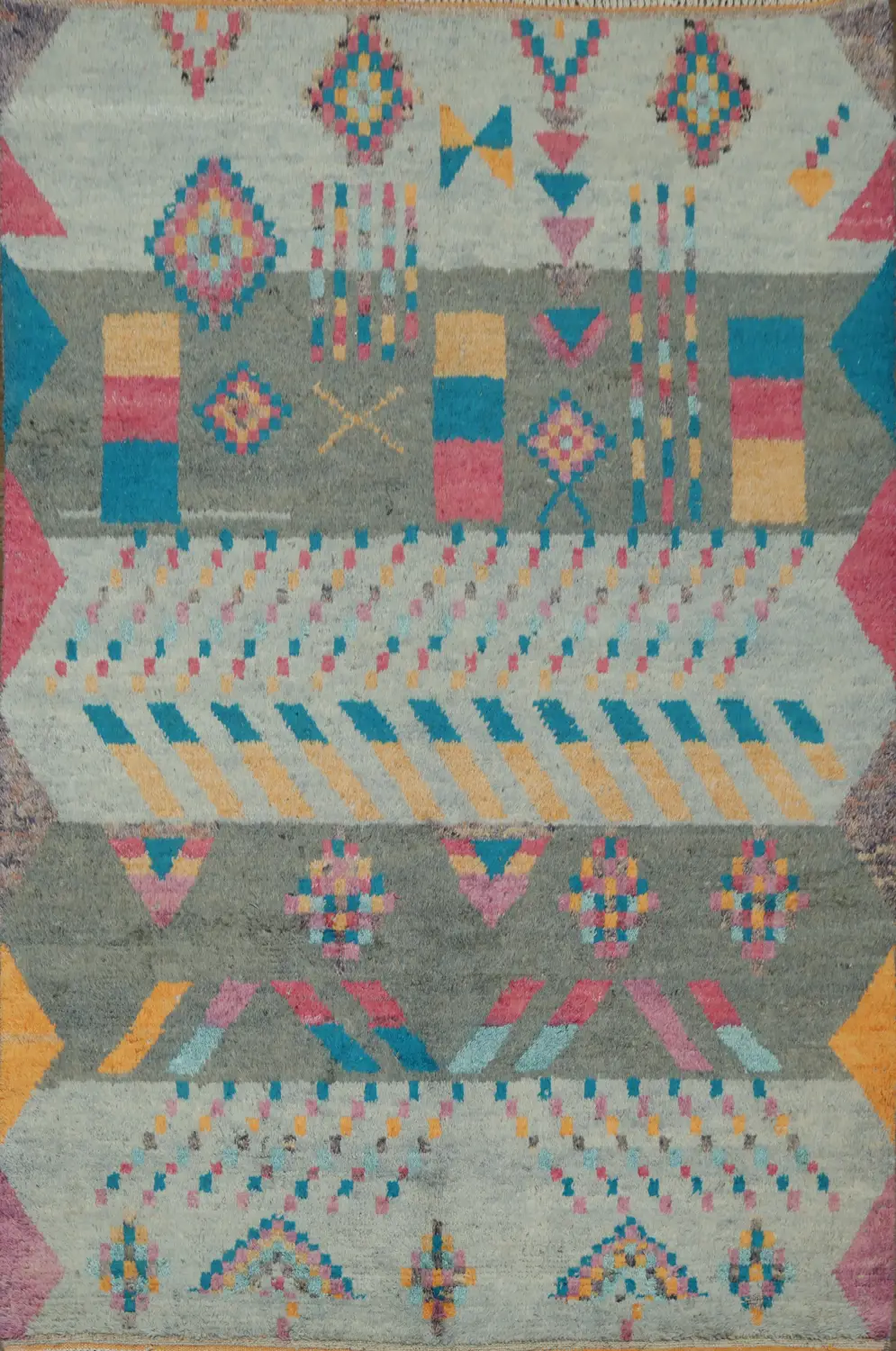 Colorful Abstract Geometric Moroccan Rug for Modern Home Decor 7x10
