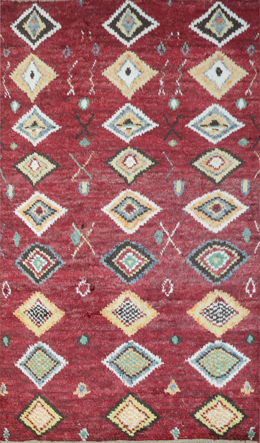 Chic Geometric Red Moroccan Area Rug for Modern Room Decor 6x10