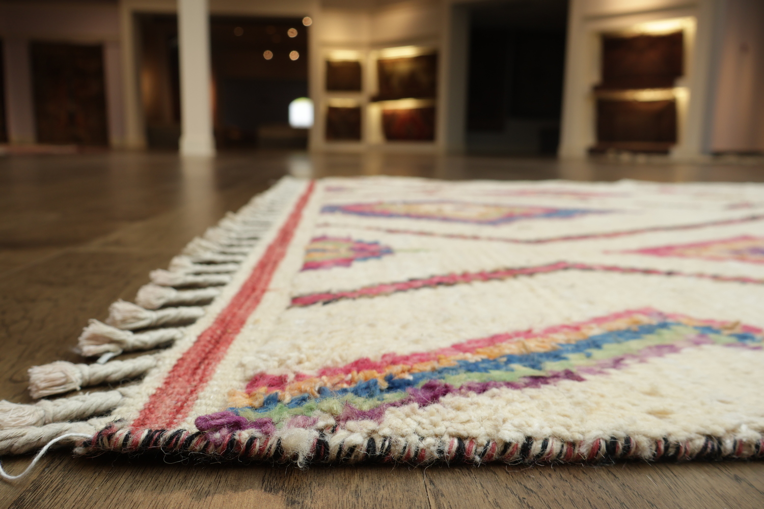 Handcrafted Tribal-Inspired Rug with Colorful Diamond Designs 6x10 ft