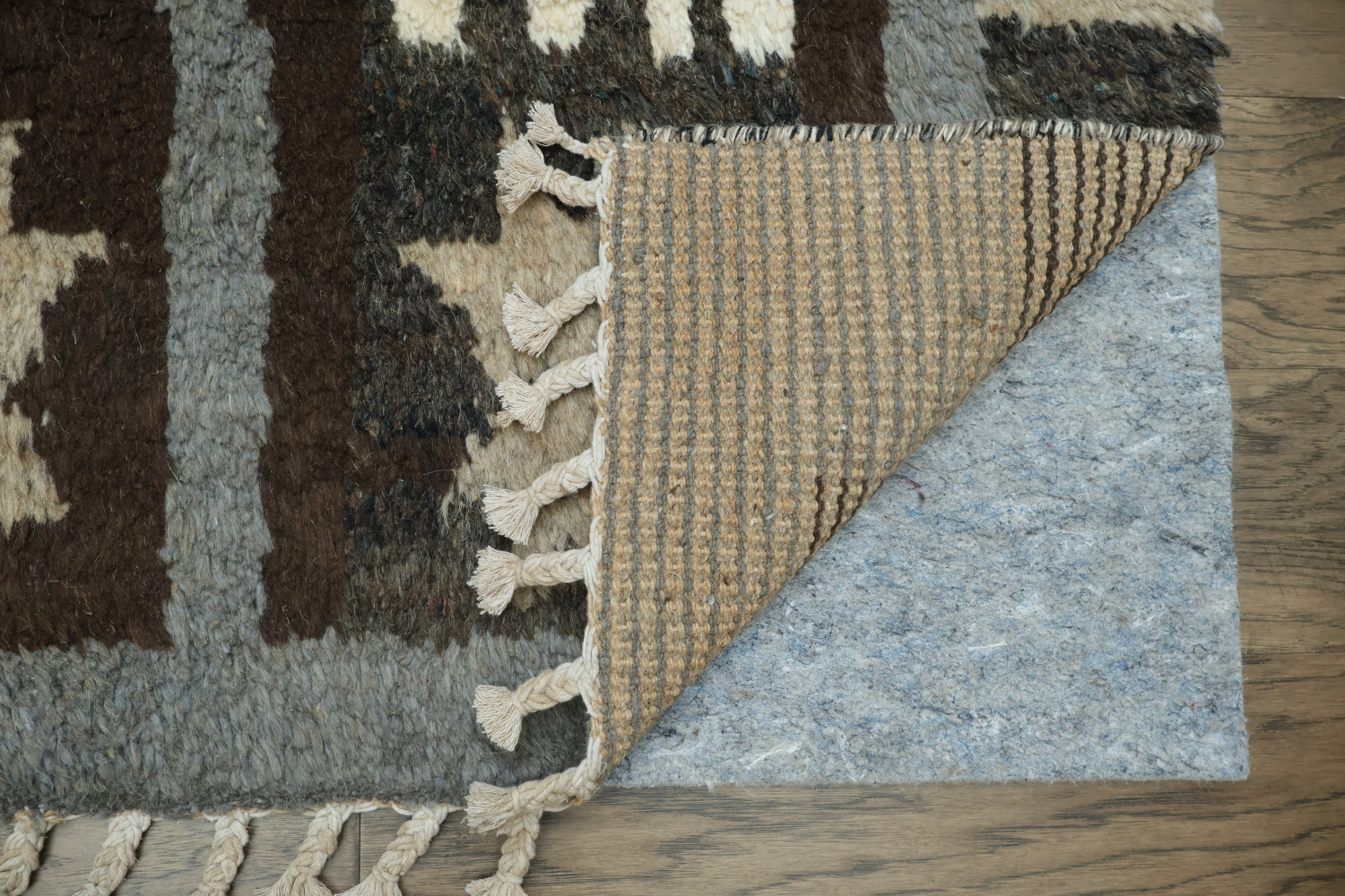 Rustic Charm: Brown and Beige Artistic Floor Abstract Wool Rug 6x9