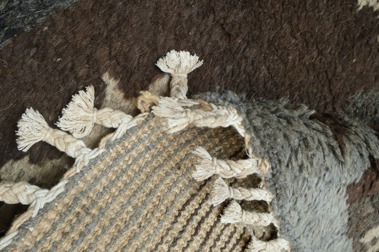 Rustic Charm: Brown and Beige Artistic Floor Abstract Wool Rug 6x9