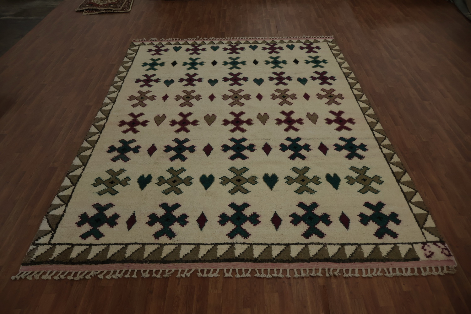 Timeless Moroccan Area Rug 9x12 with Colorful Geometric Motifs