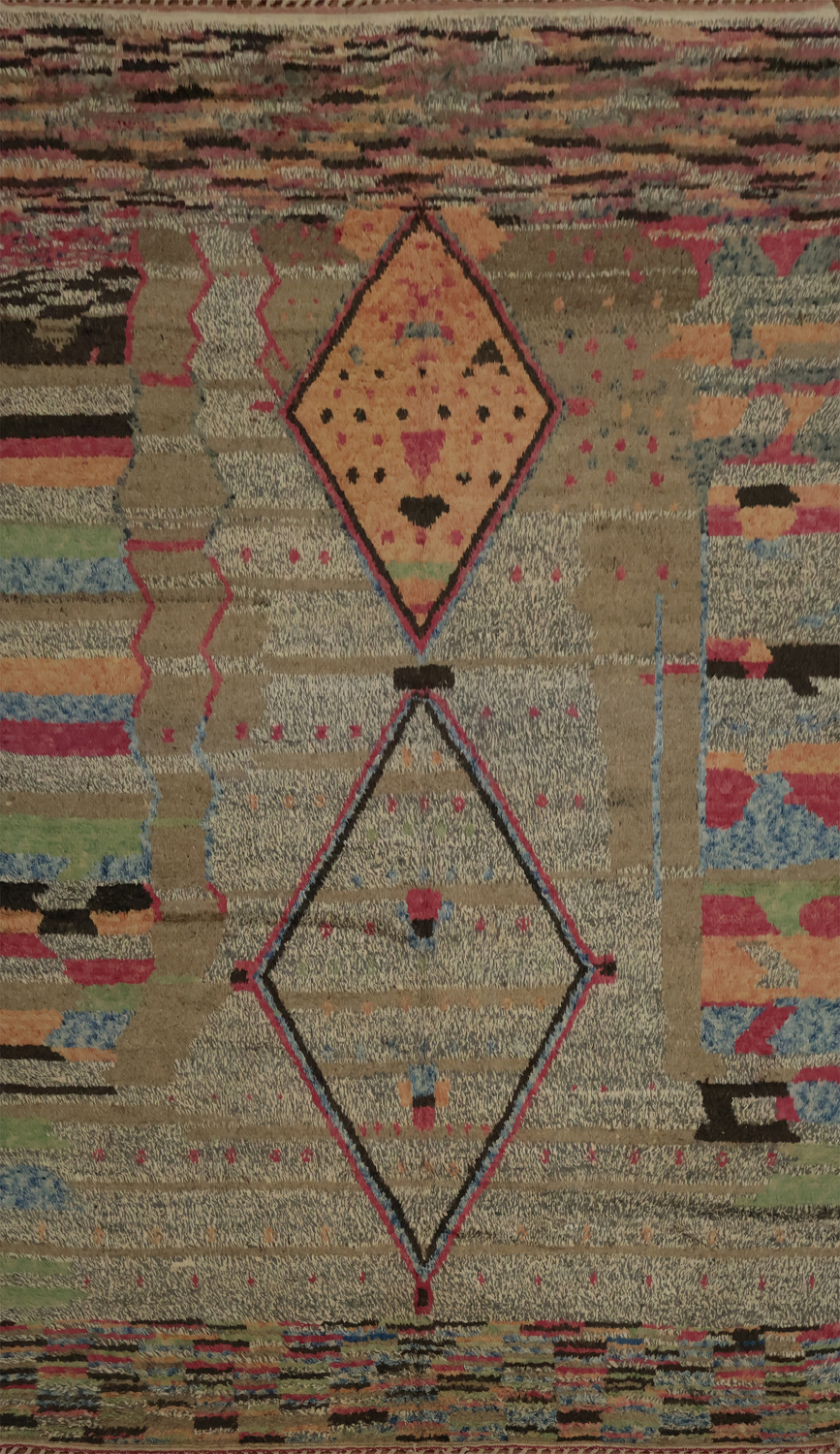 Handmade Moroccan Large Rug 10x15 Features Bold Geometric Design