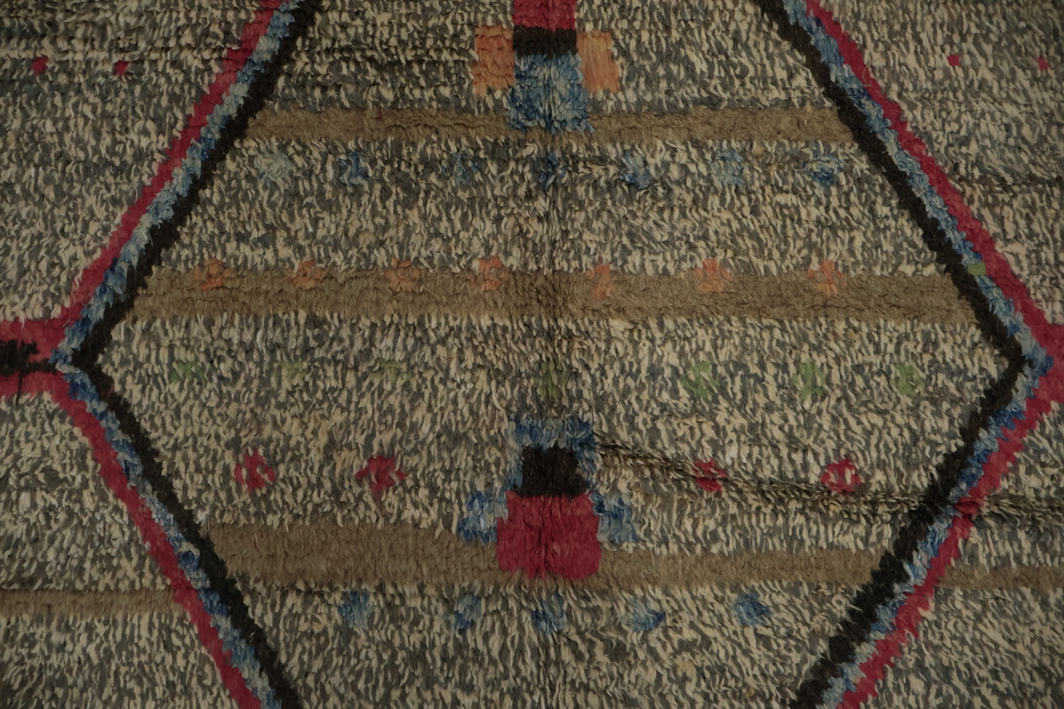 Handmade Moroccan Large Rug 10x15 Features Bold Geometric Design
