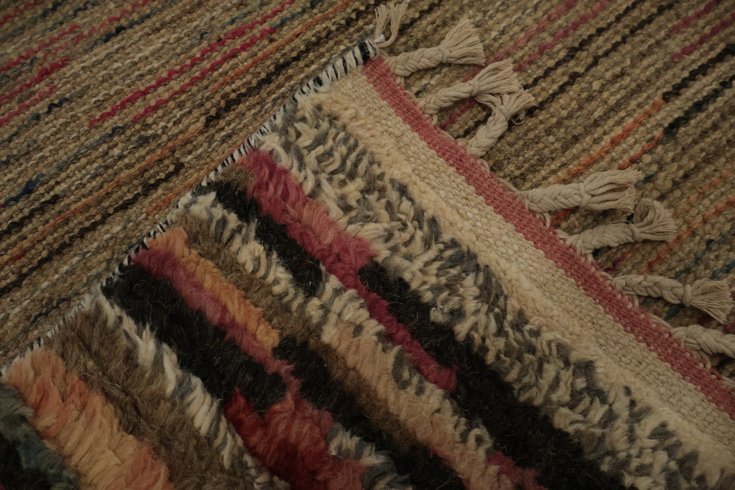 Handmade Moroccan Large Rug 10x15 Features Bold Geometric Design