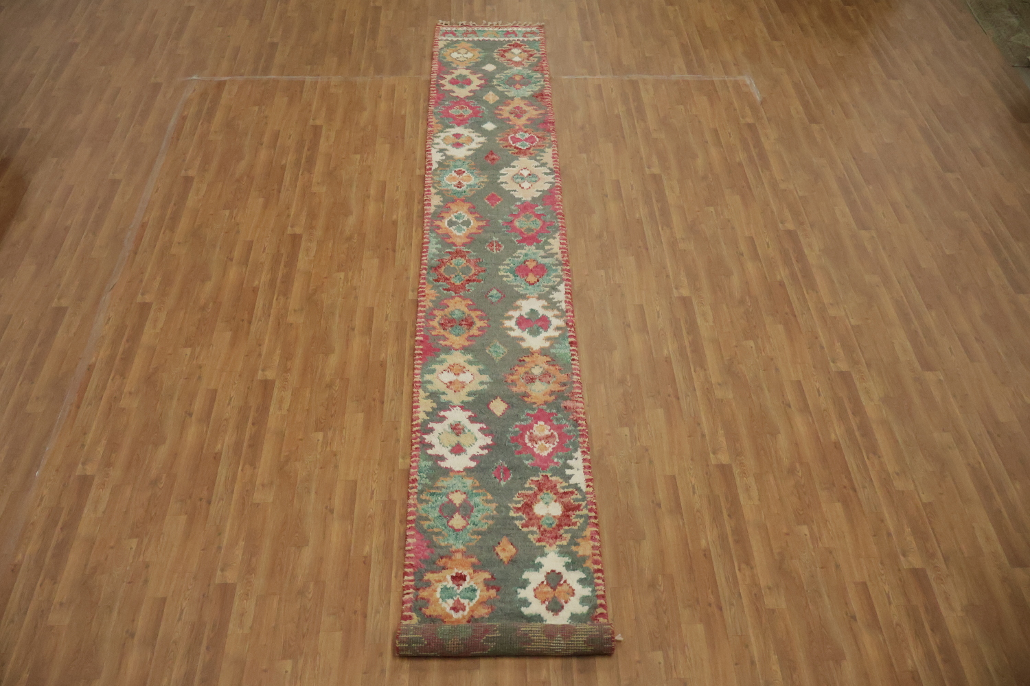 Geometric Moroccan Wool Runner Rug 3x17