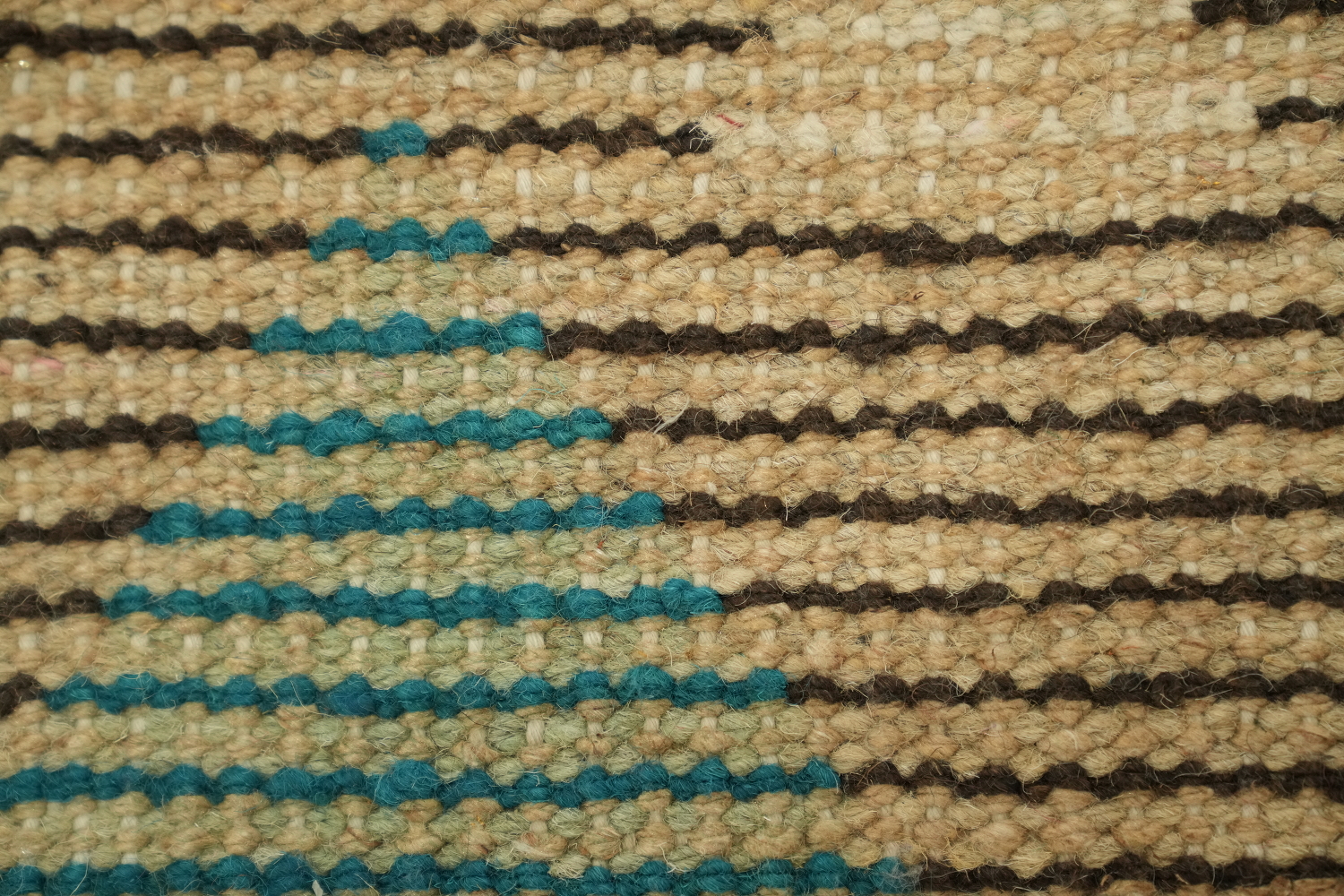 Geometric Patterned Moroccan Runner Rug with Vibrant Teal and Cream Accents 12' 10'' X 2' 5''