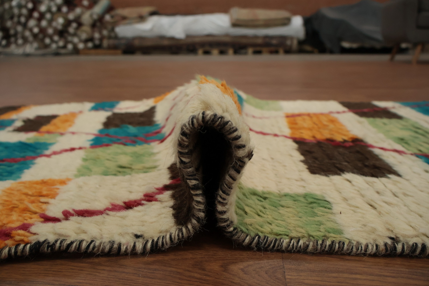 Stylish Moroccan Runner Rug 3x13 with Bright Colors and Patterns