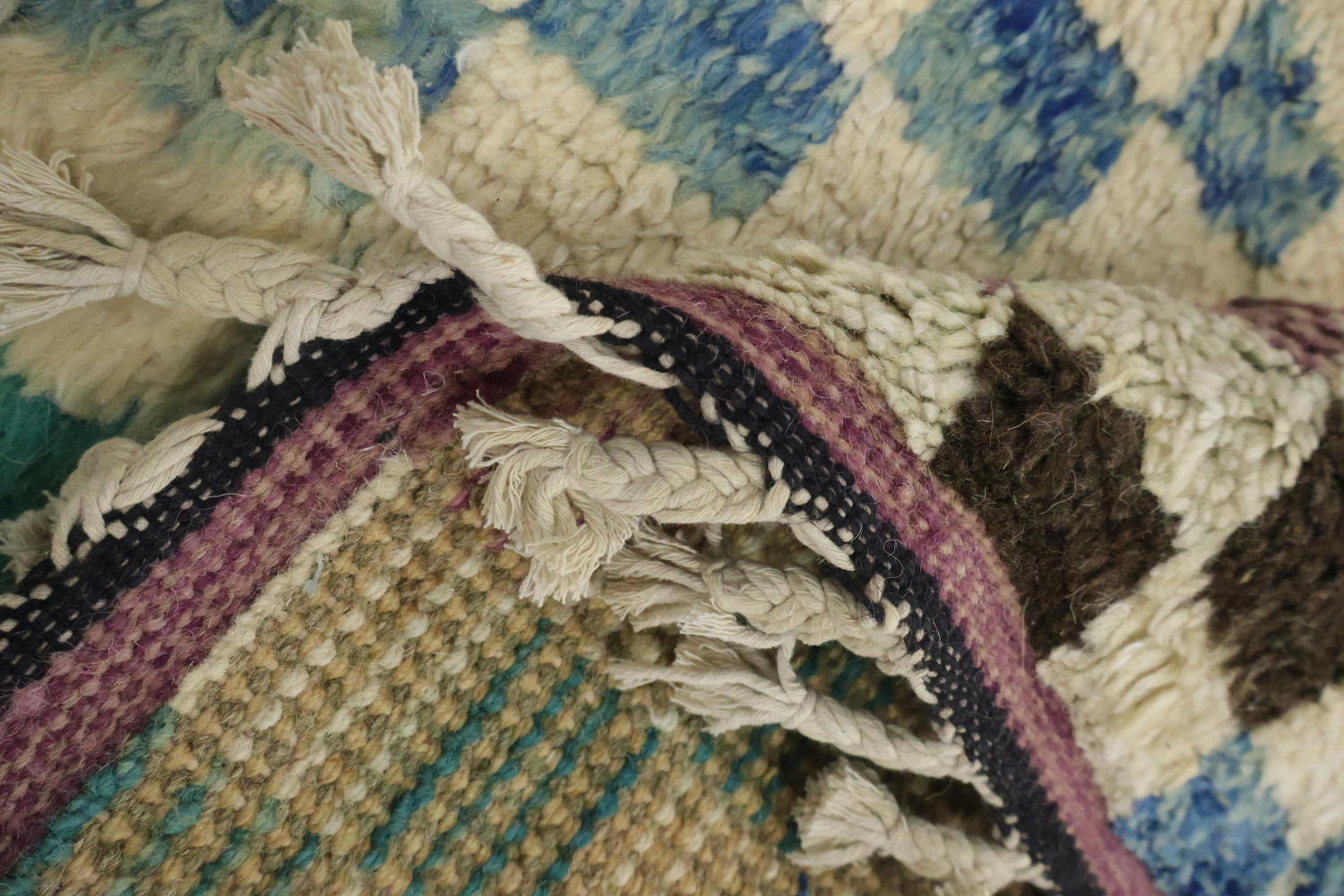 Checkered Moroccan Handmade Runner Rug 3x13