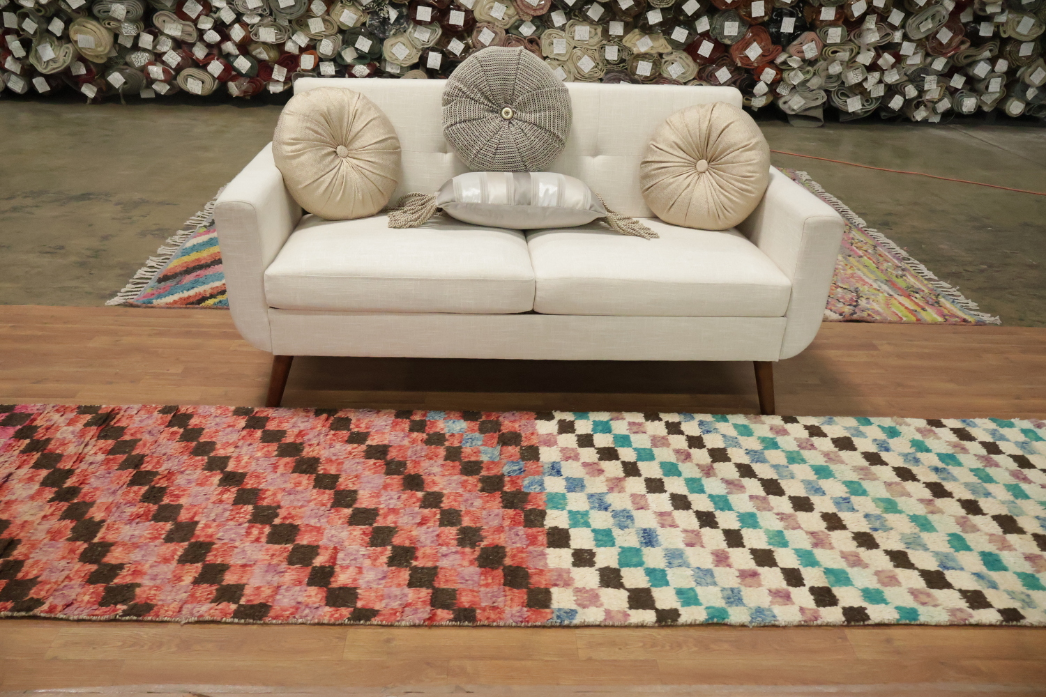Checkered Moroccan Handmade Runner Rug 3x13