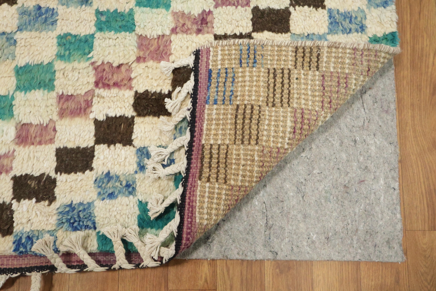 Checkered Moroccan Handmade Runner Rug 3x13