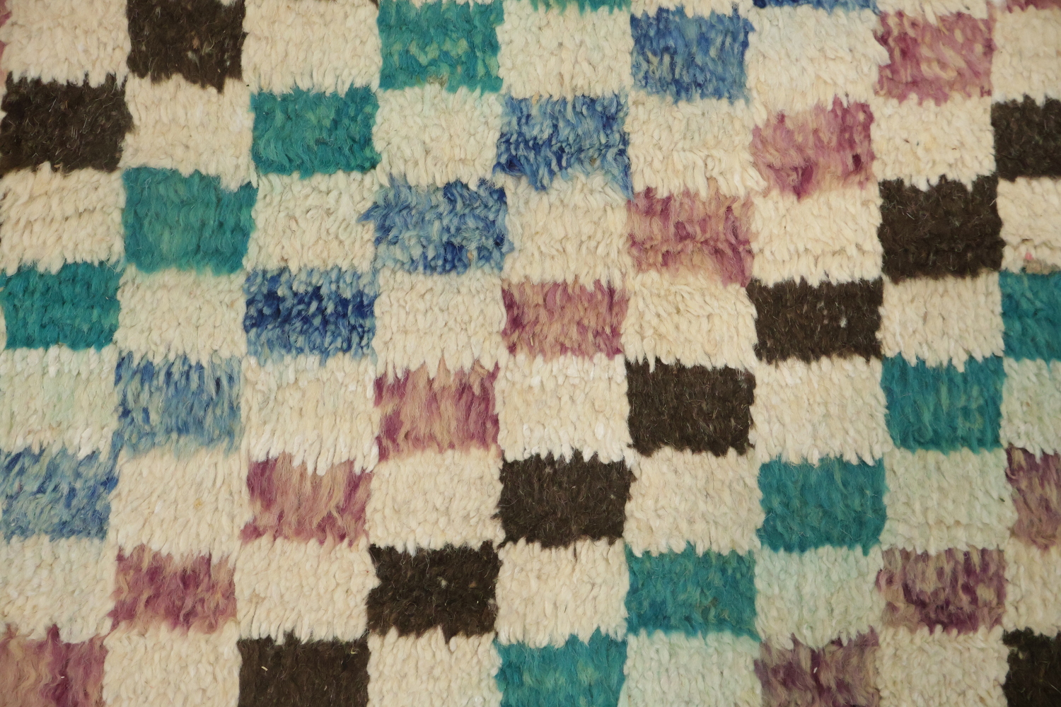 Checkered Moroccan Handmade Runner Rug 3x13