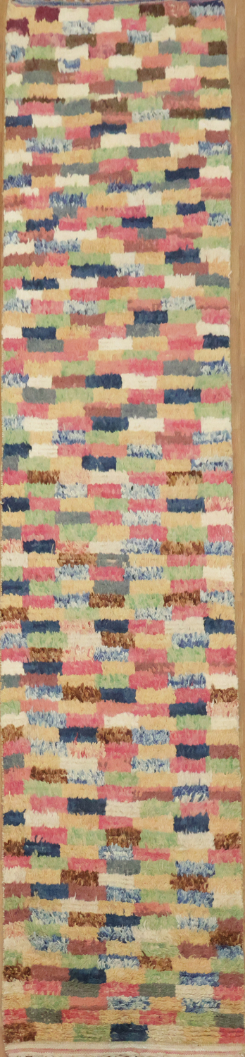 Handmade Moroccan Wool Runner Rug 3x11
