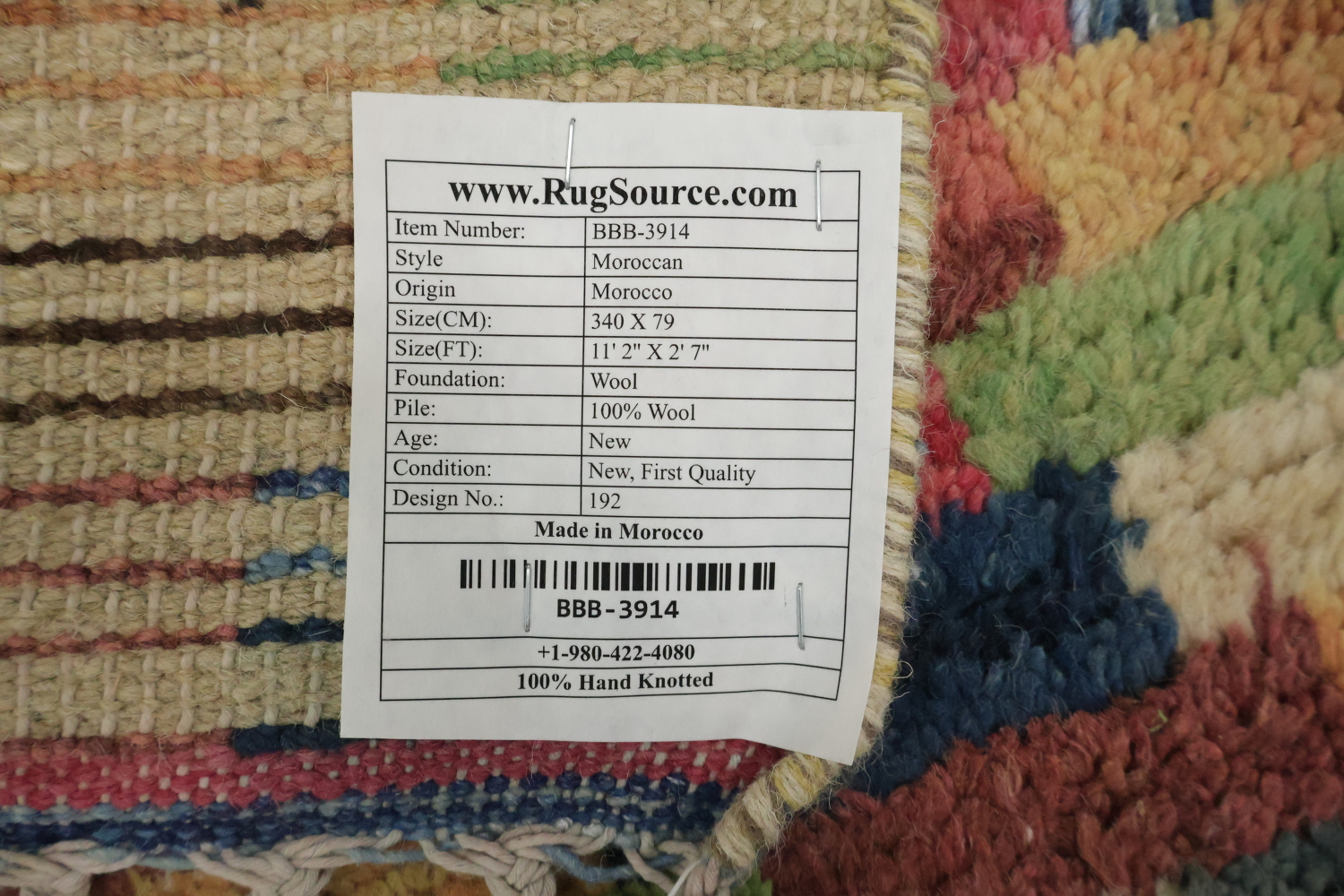 Handmade Moroccan Wool Runner Rug 3x11