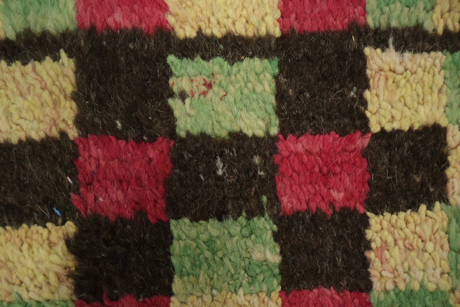 Checkered Moroccan Wool Runner Rug 3x12