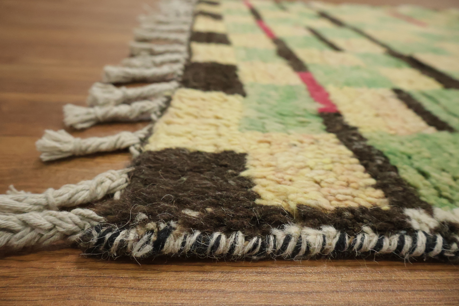 Checkered Moroccan Wool Runner Rug 3x12