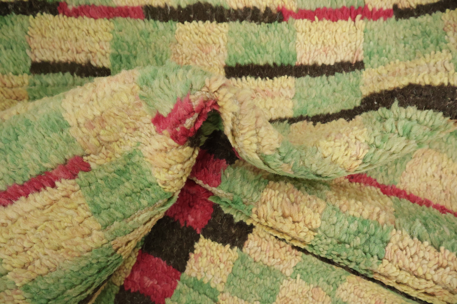 Checkered Moroccan Wool Runner Rug 3x12