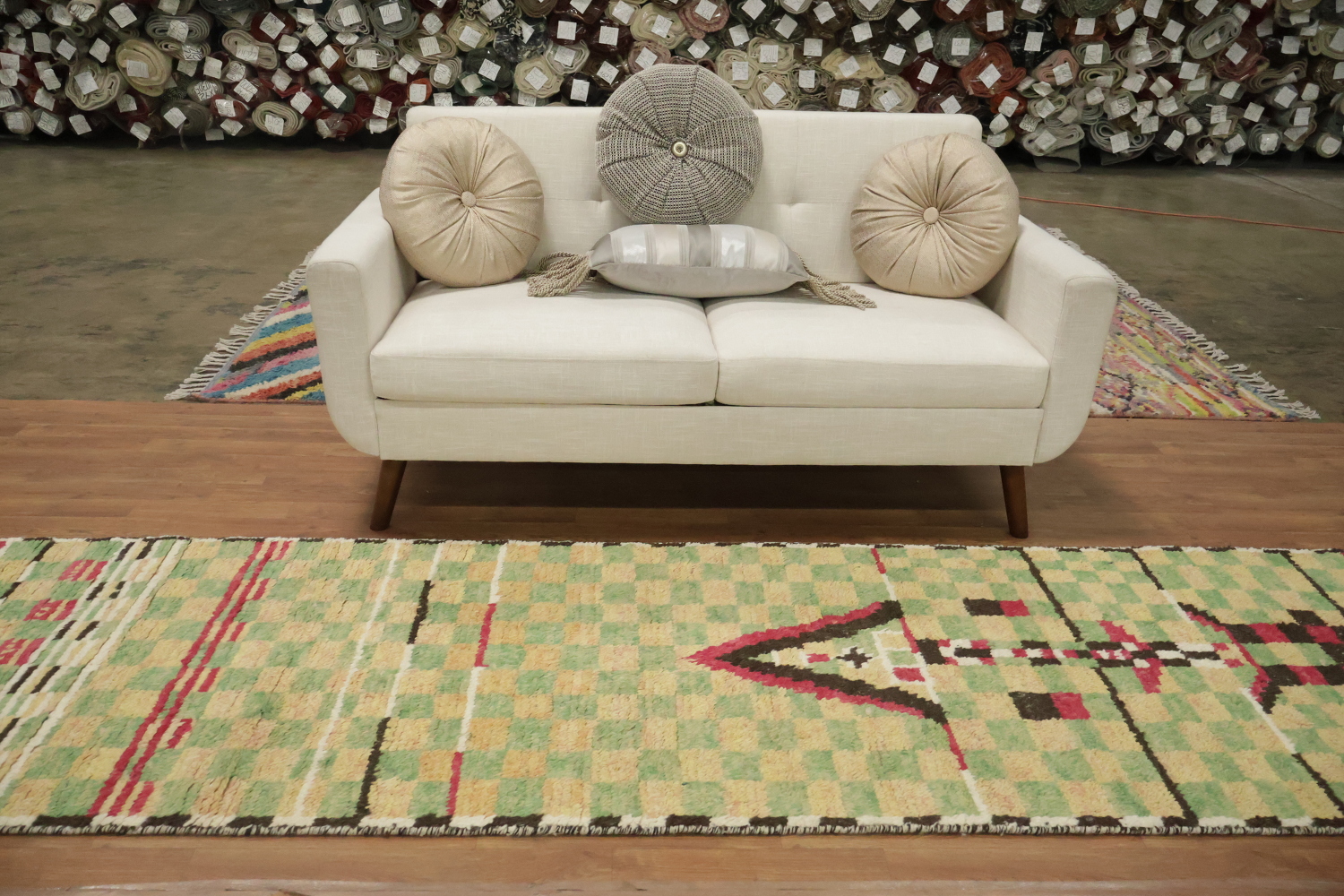Checkered Moroccan Wool Runner Rug 3x12