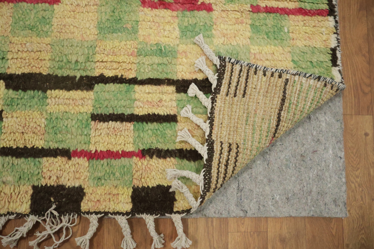 Checkered Moroccan Wool Runner Rug 3x12