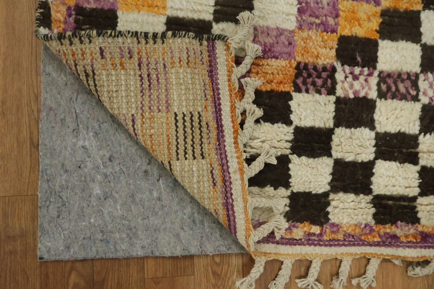 Checkered Moroccan Handmade Runner Rug 3x13