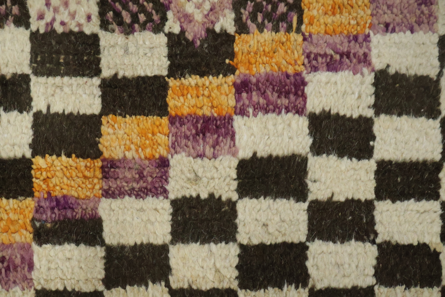 Checkered Moroccan Handmade Runner Rug 3x13